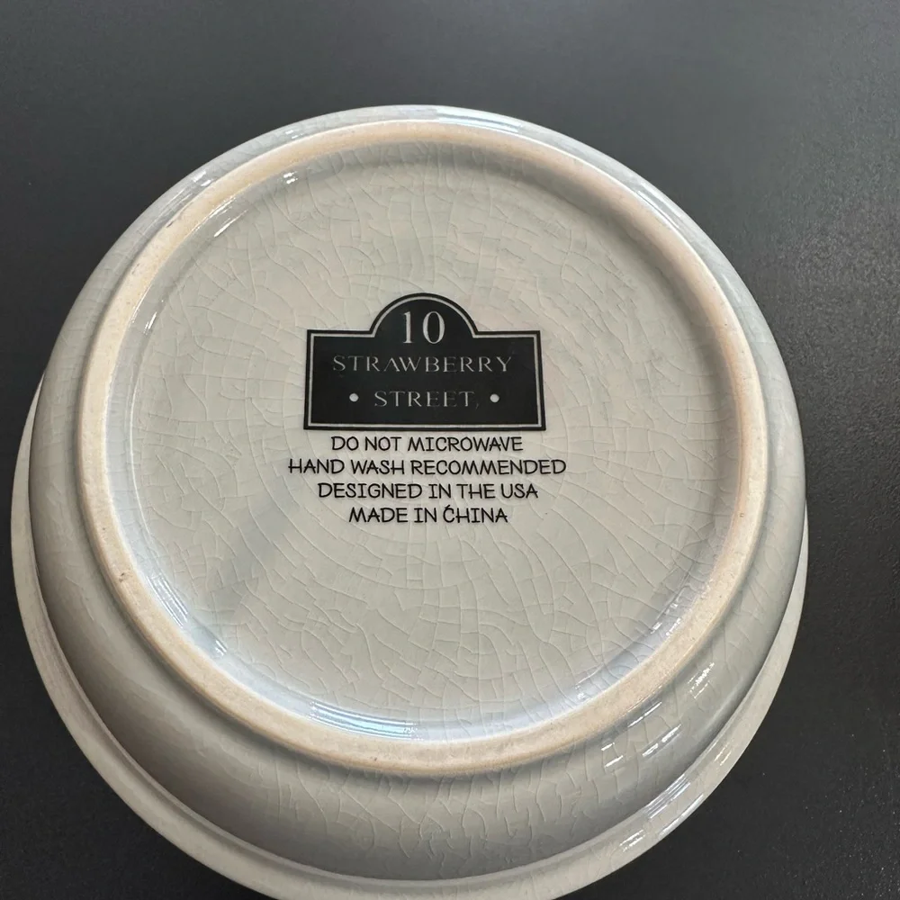 NEW WITHOUT TAGS 10 STRAWBERRY STREET DOG DISH WITH PAW PRINT LIGHT GRAY